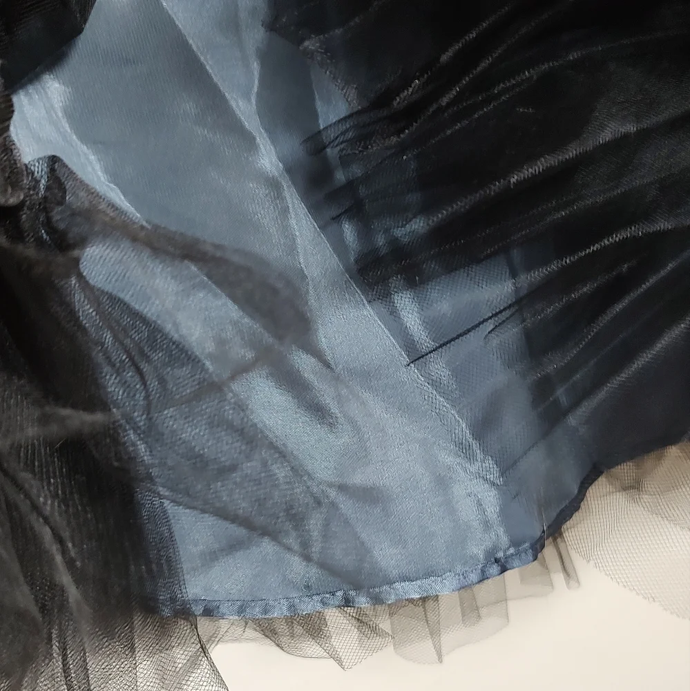 Jessica McClintock Midnight Blue Strapless Satin Sequin Dress - Picture 5 of 12